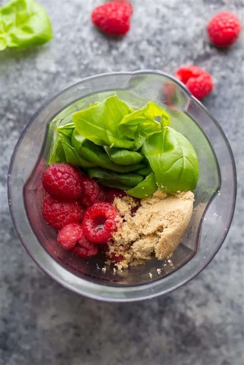 fresh-raspberry-basil-vinaigrette-5-ingredients-sweet image