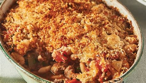 white-bean-gratin-with-tomatoes-and-sausage-the image