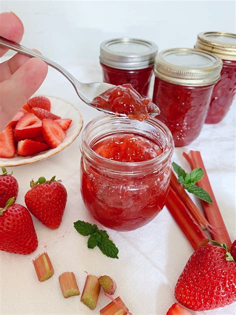homemade-strawberry-rhubarb-jam-with-pectin image