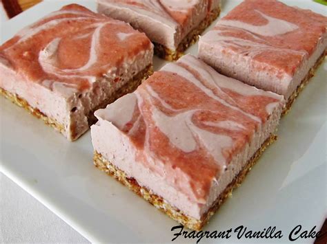 raw-strawberry-rhubarb-cheesecake-bars-fragrant image