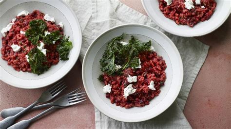 beetroot-and-goats-cheese-risotto-recipe-bbc-food image