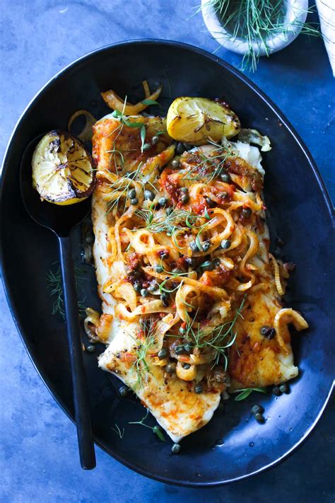 pan-seared-white-fish-with-harissa-fennel-and-capers image