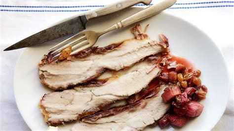 roasted-pork-belly-with-gingery-rhubarb-compote image