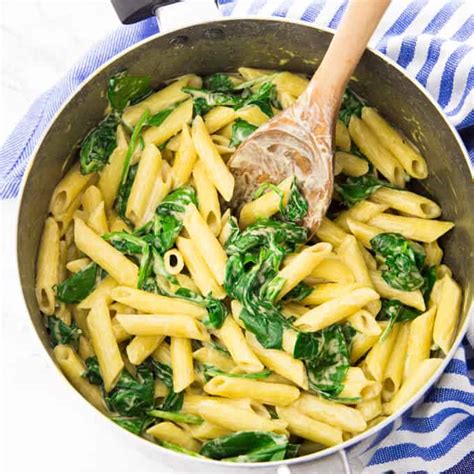 spinach-artichoke-pasta-vegan-heaven image