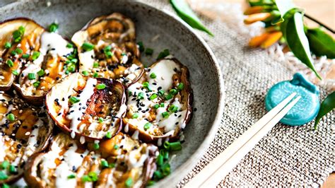 miso-glazed-eggplant-with-tahini-sauce-further-food image