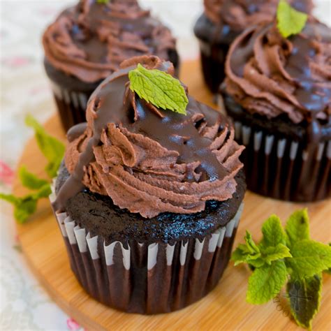 devils-food-cupcakes-with-fresh-mint-chocolate-frosting image