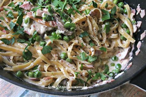 one-pot-alfredo-fettuccine-with-ham-peas-and image