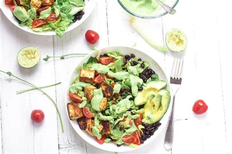 fried-halloumi-black-bean-salad-happy-veggie-kitchen image