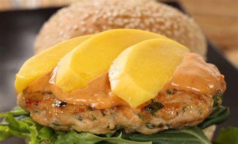 turkey-burgers-with-curry-sauce-and-fresh-mango image