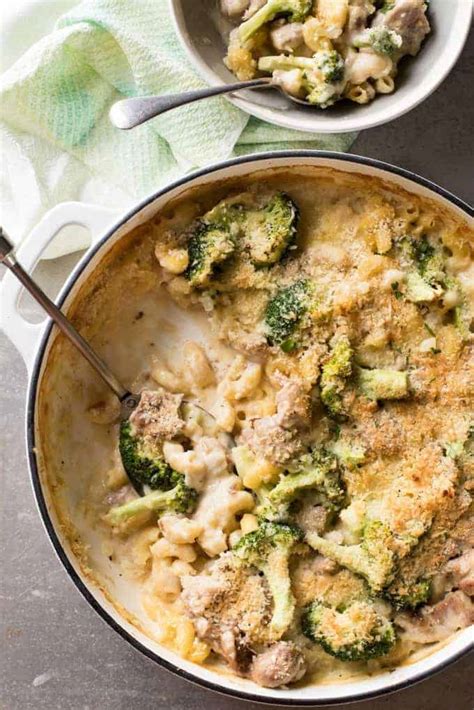 baked-macaroni-cheese-with-chicken-broccoli-one image