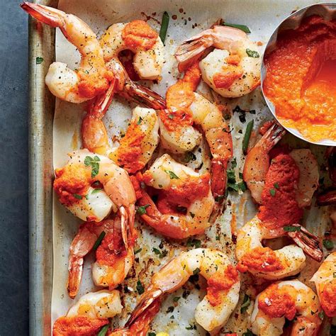 roasted-gulf-shrimp-with-romesco-sauce-recipe-southern-living image