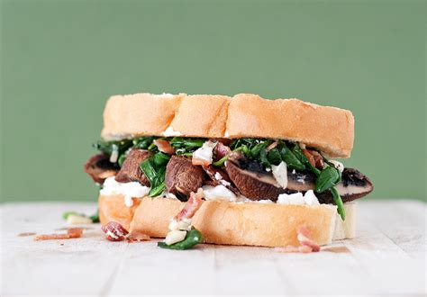 spinach-bacon-goat-cheese-portobello-mushroom-sandwich image