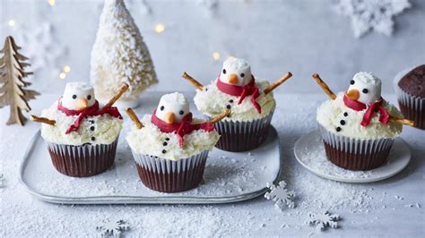 snowman-cupcakes-recipe-bbc-food image