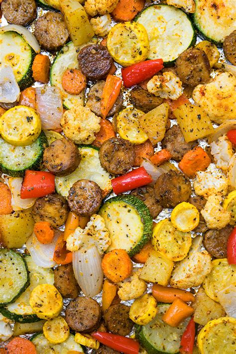 oven-roasted-sausage-and-vegetables-one-pan image