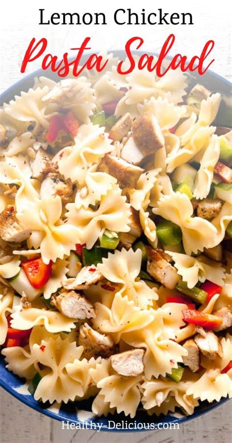lemon-pasta-salad-with-grilled-chicken-healthy-delicious image