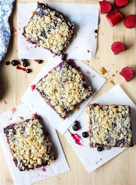 easy-rhubarb-blueberry-oatmeal-bars-the-food-blog image
