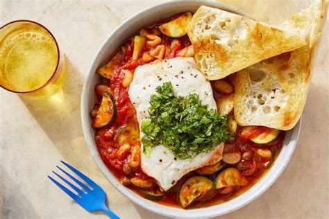 one-pan-cod-stewed-white-beans-with-garlic-toast-blue-apron image