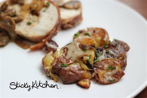 parmesan-chive-smashed-potatoes-the-sticky-kitchen image