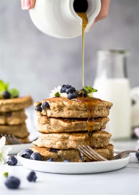 fluffy-healthy-blueberry-pancakes-recipe-joyful image