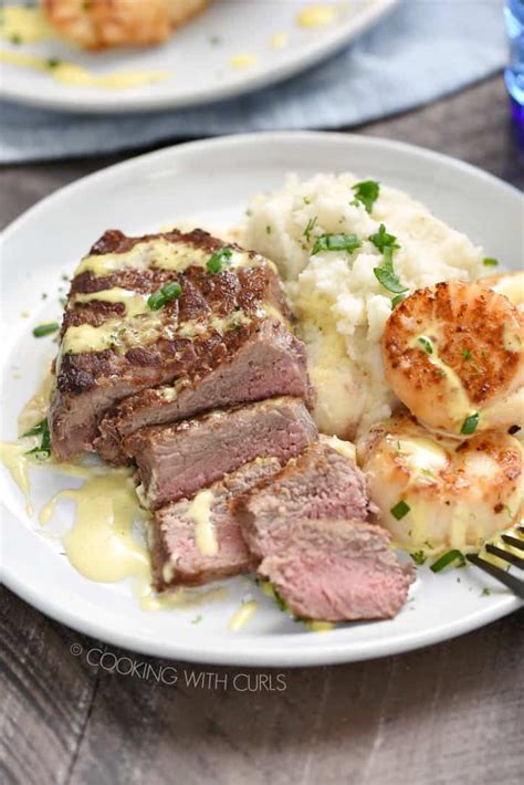 steak-and-scallops-with-lime-dill-hollandaise image