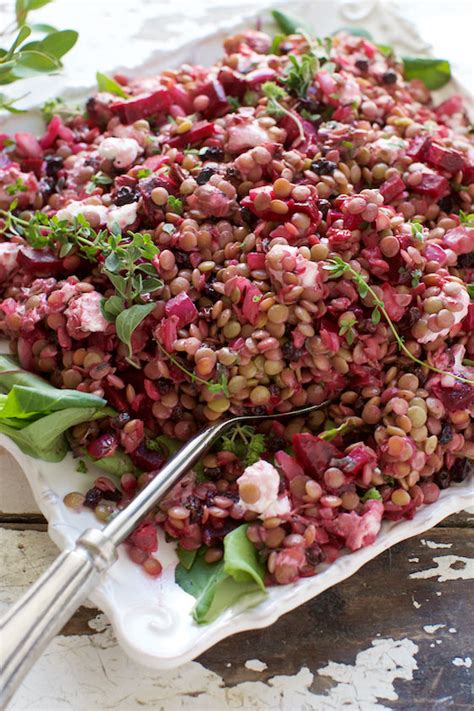 lentil-salad-with-goat-cheese-and-roasted-beets image