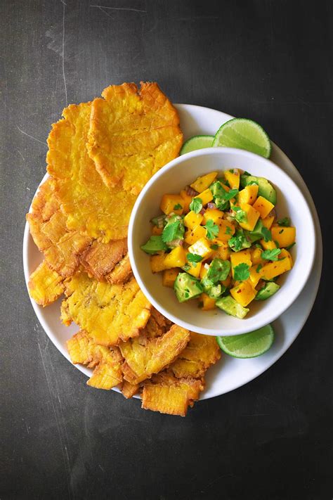 fried-green-plantains-and-mango-avocado-salsa-whole30 image