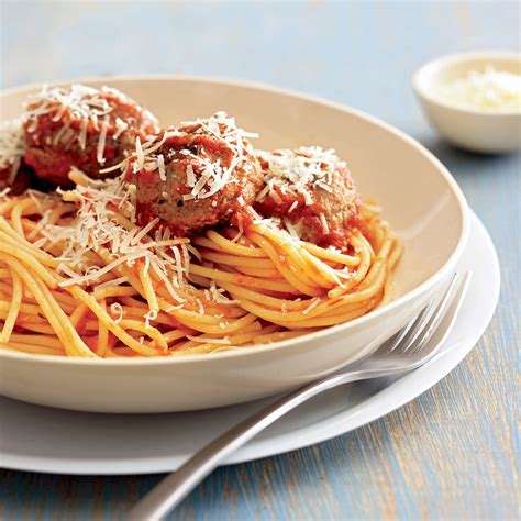 spaghetti-with-mozzarella-stuffed-meatballs-rachael image