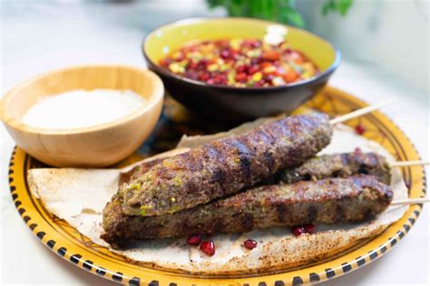 lamb-pistachio-kebabs-with-turkish-spoon-salad image