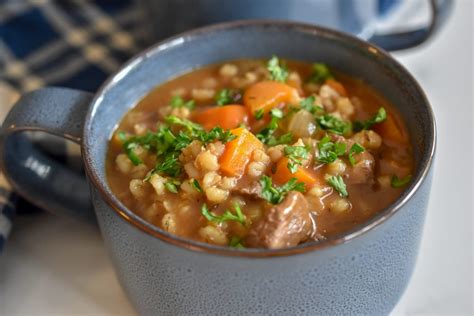 hearty-beef-barley-soup-peppers-pennies image