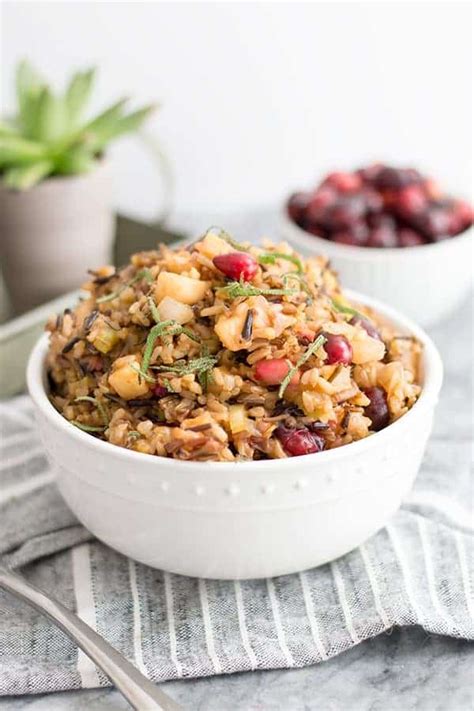 wild-rice-stuffing-with-cranberries-apples-and-pecans image
