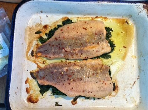 baked-trout-on-a-bed-of-spinach-fair-shares image
