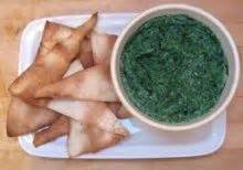spinach-basil-dip-and-baked-pita-chips-the-yummy-life image