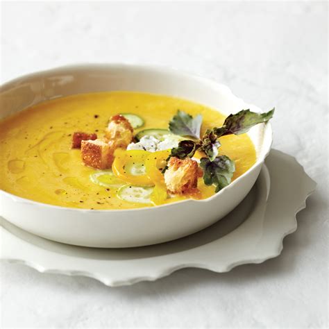 chilled-peach-soup-with-fresh-goat-cheese-food-wine image