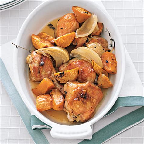 maple-roasted-chicken-with-sweet-potatoes-myrecipes image