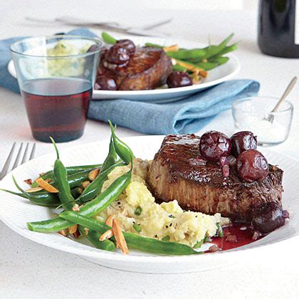 seared-steaks-with-red-wine-cherry-sauce image