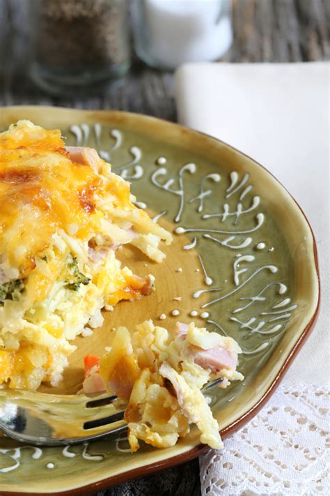 ham-cheese-quiche-with-hash-brown-crust image
