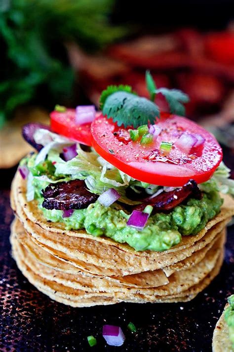 blt-tostadas-with-spicy-guacamole-kevin-is-cooking image