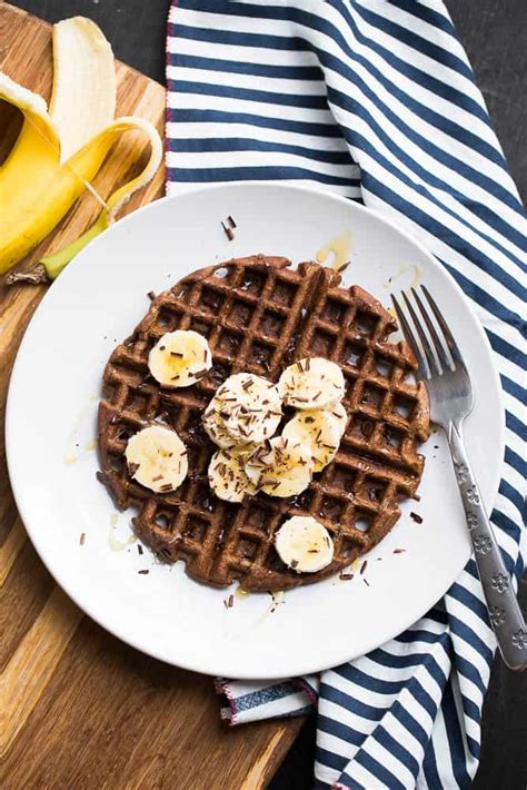 paleo-chocolate-banana-protein-waffles-perrys-plate image