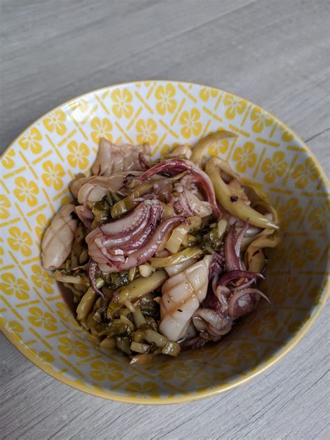 squid-with-pickled-mustard-greens-foodmayhem image