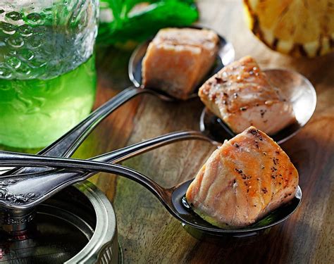 seared-salmon-bites-with-mint-oil-eat-well image