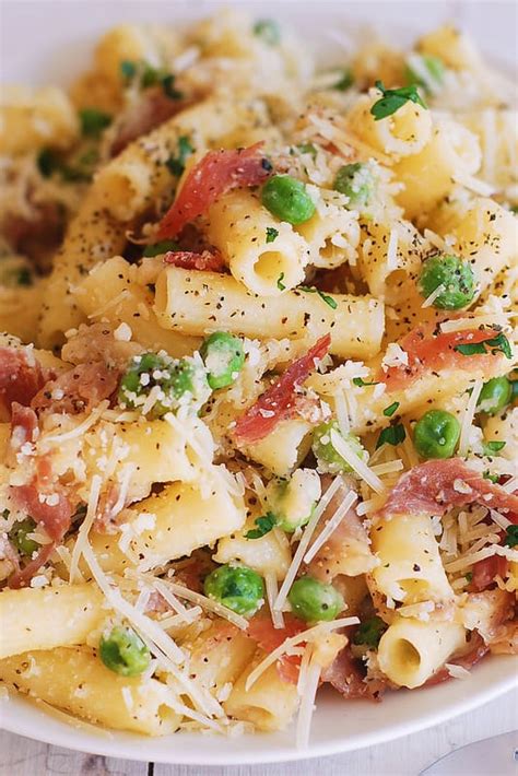 prosciutto-pasta-with-peas-and-parmesan-cheese-julias image