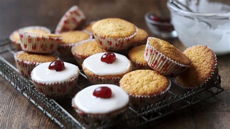 cherry-bakewell-cupcakes-recipe-bbc-food image