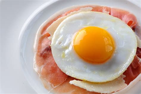 ham-fried-duck-egg-recipe-with-parmesan-great image