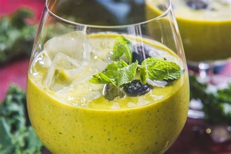 healthy-tropical-mango-kale-smoothie image