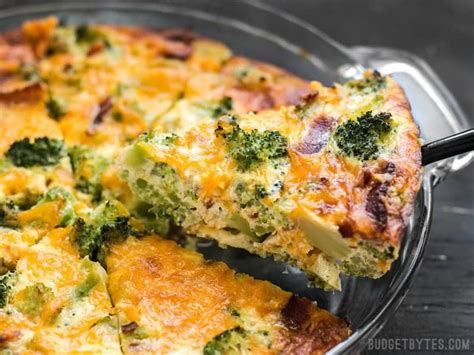 easy-crustless-quiche-broccoli-cheddar-and-bacon image