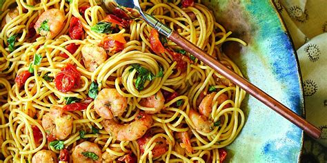 spaghetti-with-shrimp-and-roasted-cherry-tomatoes image