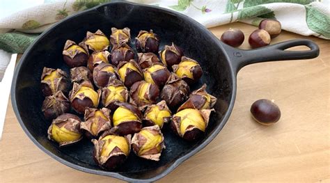 recipe-cast-iron-pan-roasted-chestnuts-on-a-stovetop image