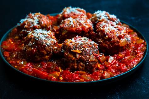hearty-italian-meatballs-in-homemade-marinara-sauce image