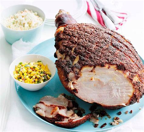 spice-crusted-ham-with-mango-salsa-gourmet-traveller image