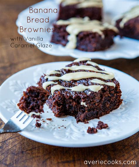 banana-bread-brownies-with-vanilla-caramel-glaze image